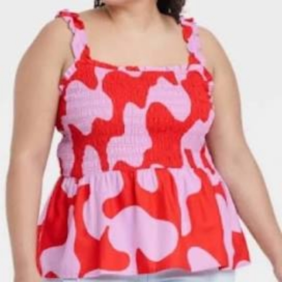Women's plus size Ava and Viv ruched, peplum tank top - Picture 1 of 4